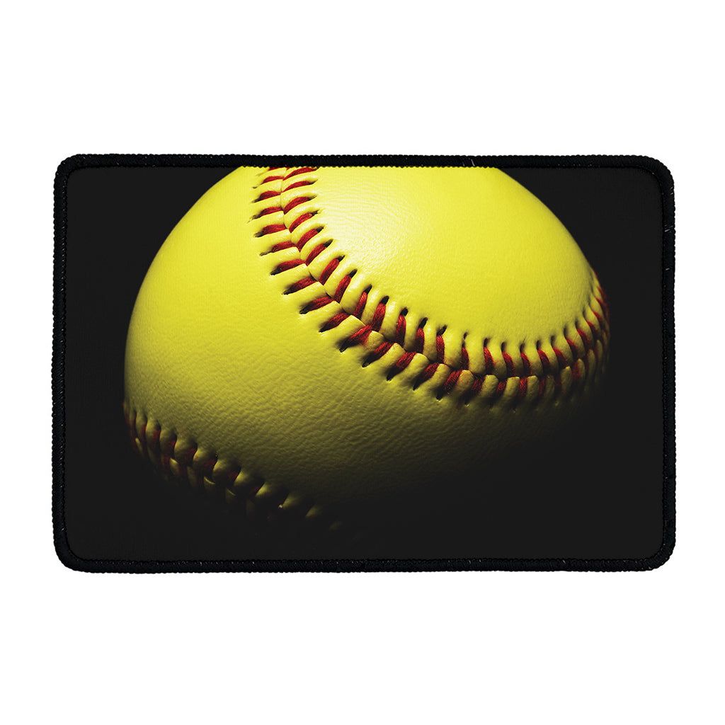 Yellow Softball Ball Print Kitchen Mat