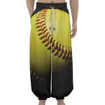 Yellow Softball Ball Print Lantern Pants