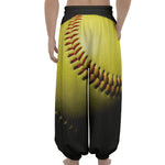 Yellow Softball Ball Print Lantern Pants