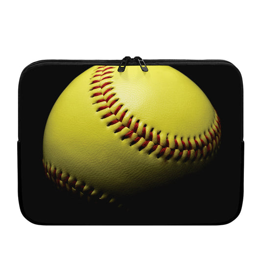 Yellow Softball Ball Print Laptop Sleeve