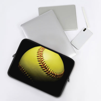 Yellow Softball Ball Print Laptop Sleeve