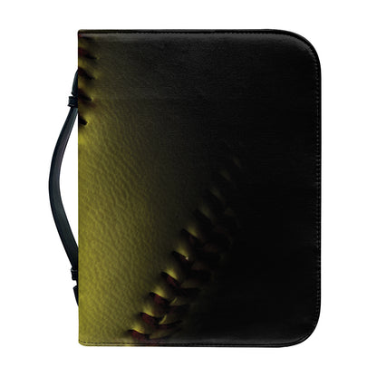 Yellow Softball Ball Print Leather Bible Cover