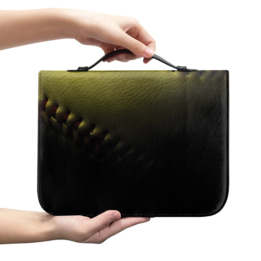 Yellow Softball Ball Print Leather Bible Cover