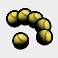 Yellow Softball Ball Print Leather Coaster Set