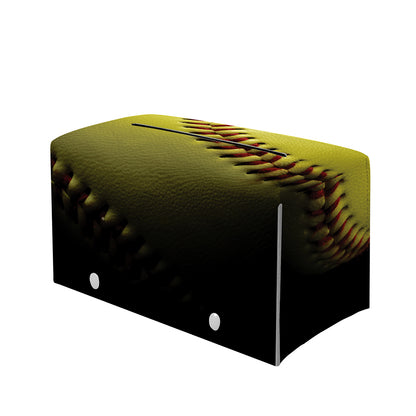 Yellow Softball Ball Print Leather Tissue Box Cover