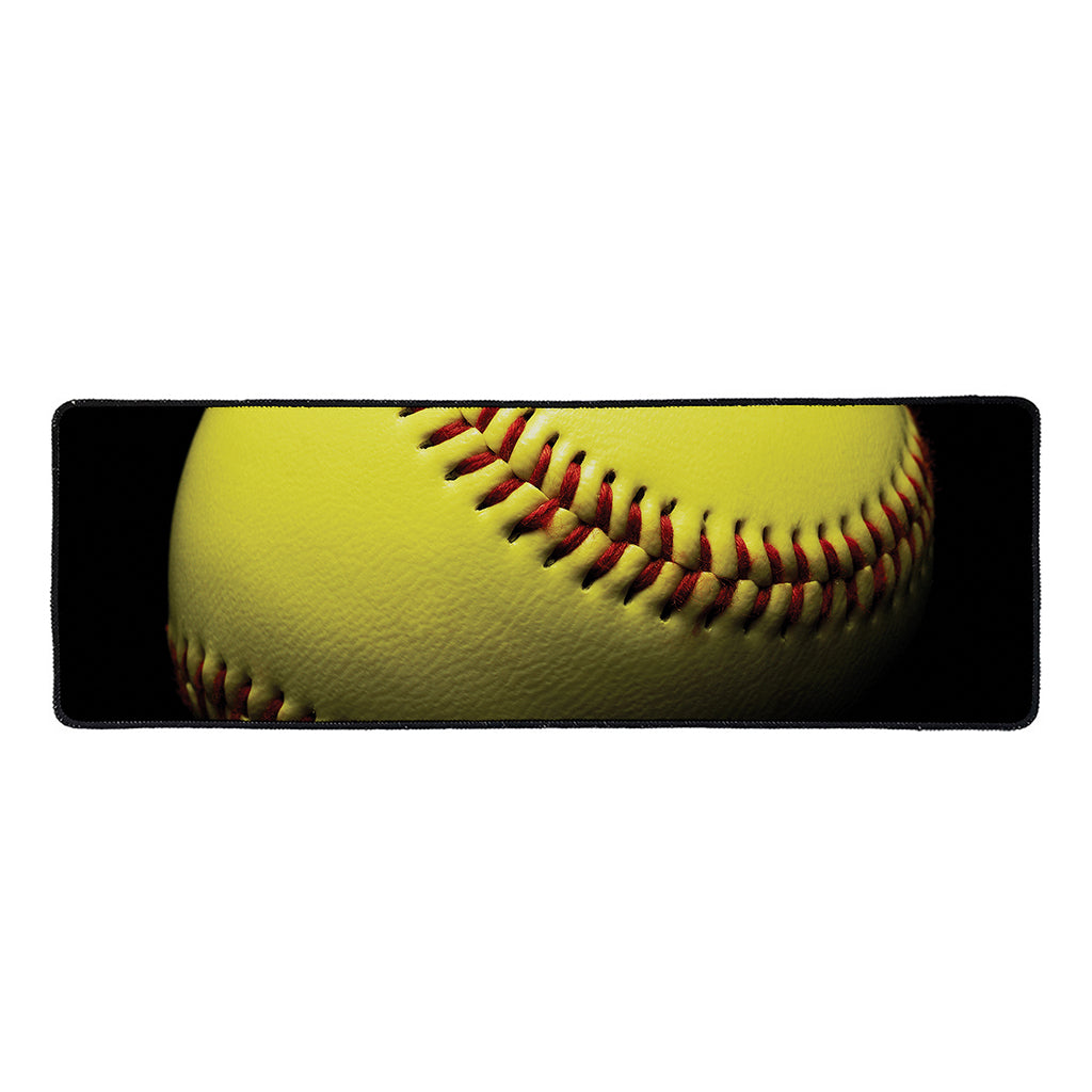 Yellow Softball Ball Print Long Kitchen Mat