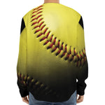 Yellow Softball Ball Print Long Sleeve Baseball Jersey