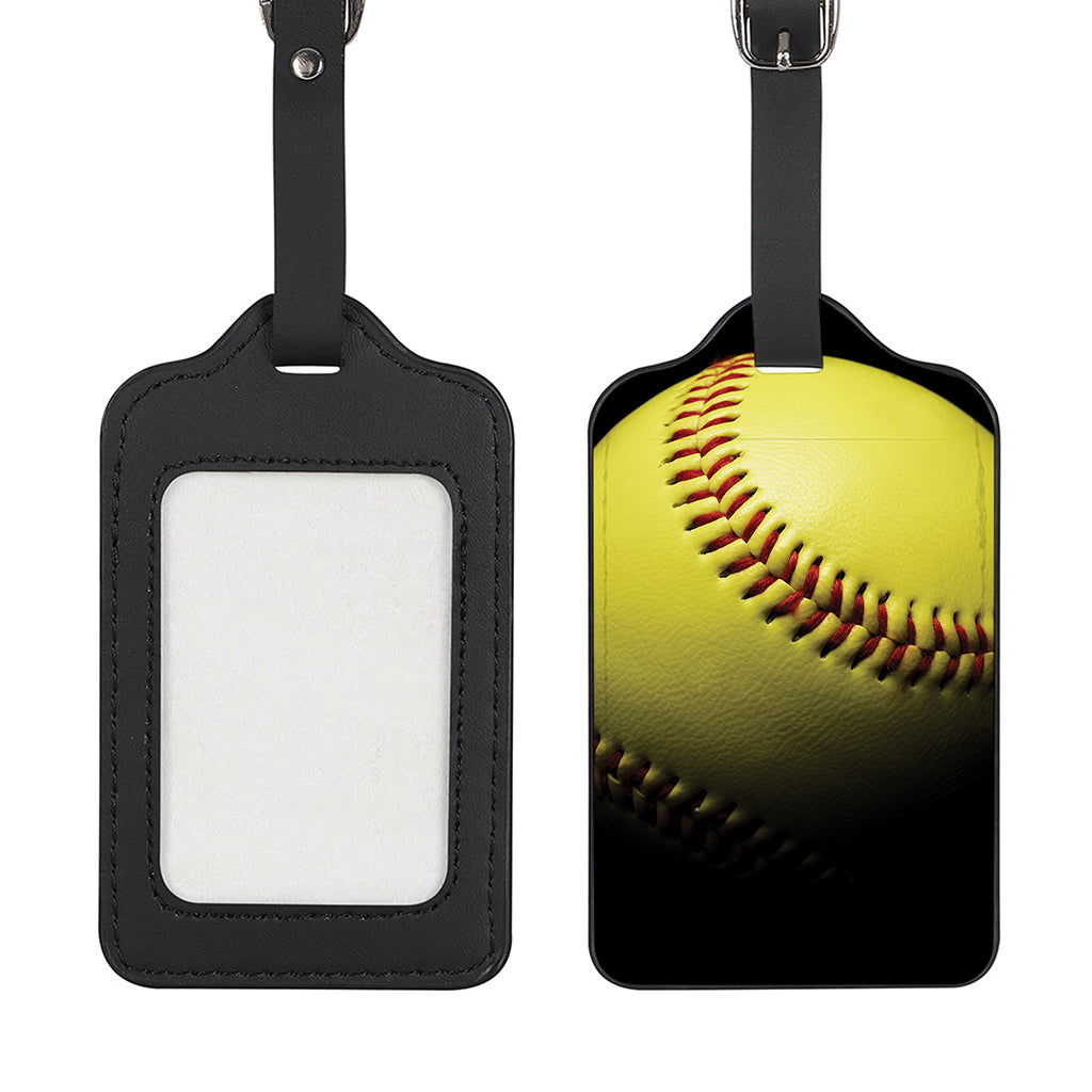 Yellow Softball Ball Print Luggage Tag