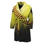 Yellow Softball Ball Print Men's Bathrobe