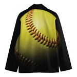 Yellow Softball Ball Print Men's Blazer