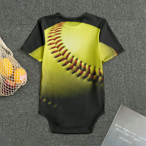 Yellow Softball Ball Print Men's Bodysuit