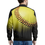 Yellow Softball Ball Print Men's Bomber Jacket
