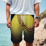 Yellow Softball Ball Print Men's Cargo Shorts