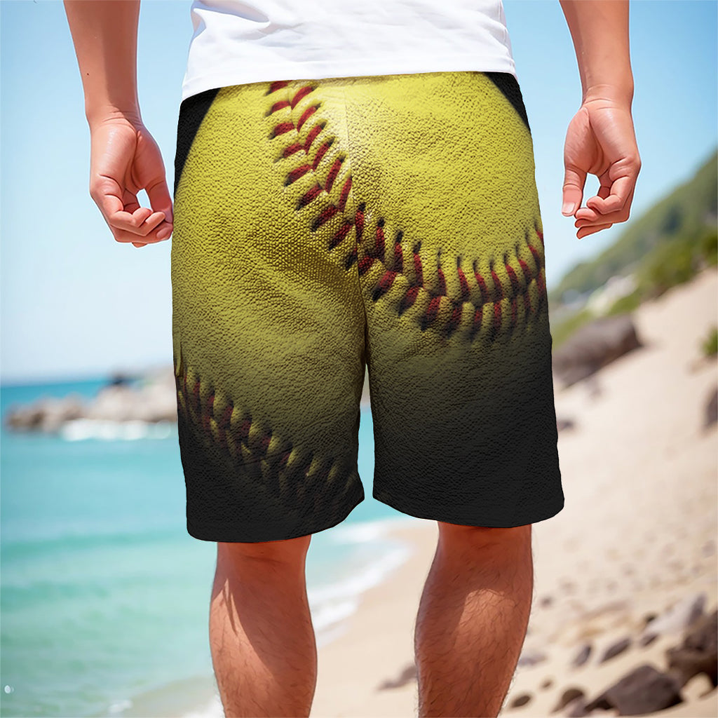 Yellow Softball Ball Print Men's Cargo Shorts