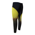 Yellow Softball Ball Print Men's Compression Pants