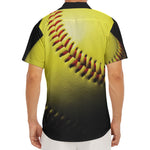 Yellow Softball Ball Print Men's Deep V-Neck Shirt