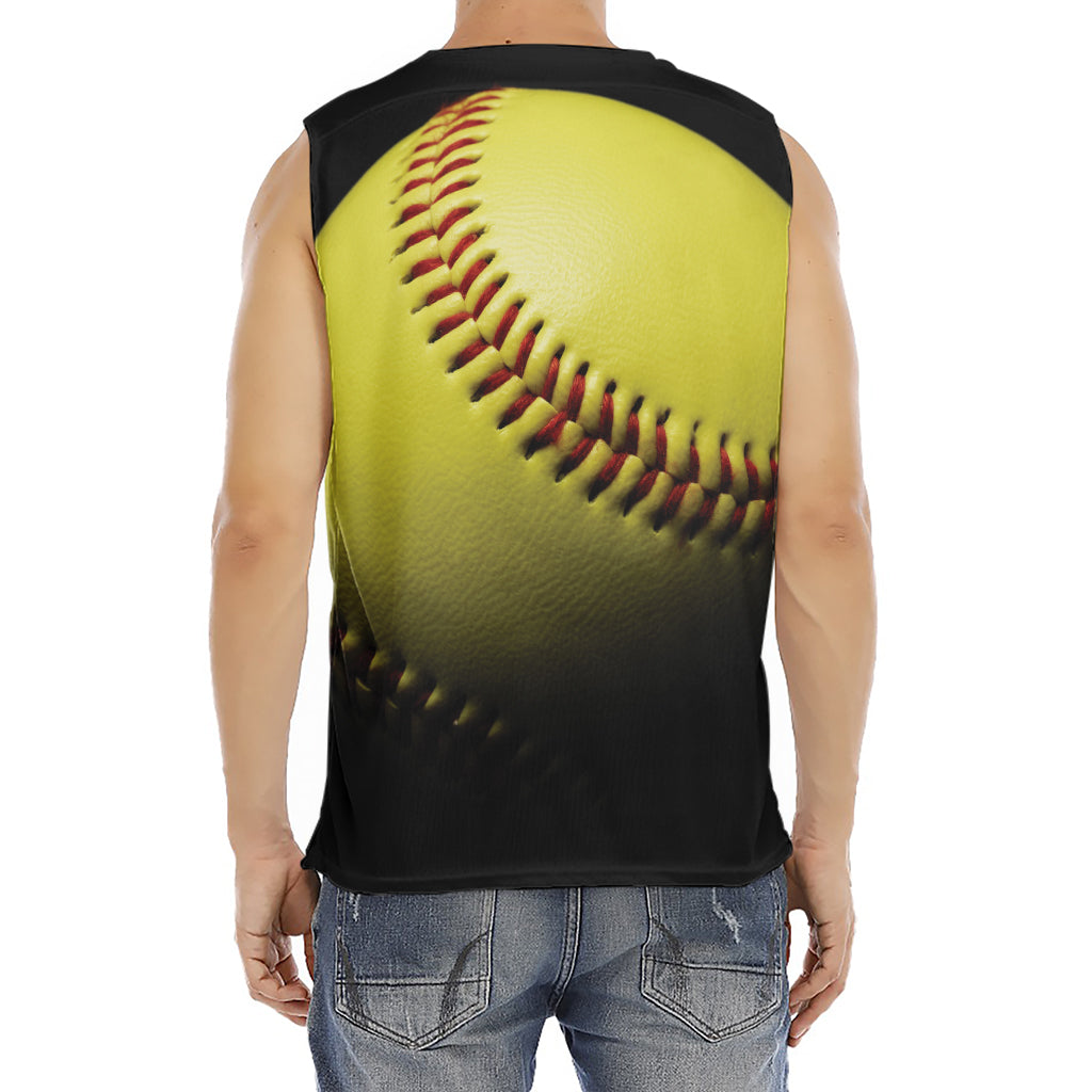 Yellow Softball Ball Print Men's Fitness Tank Top