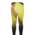 Yellow Softball Ball Print Men's Leggings