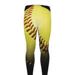 Yellow Softball Ball Print Men's leggings
