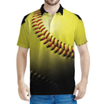 Yellow Softball Ball Print Men's Polo Shirt