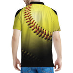 Yellow Softball Ball Print Men's Polo Shirt