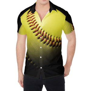 Yellow Softball Ball Print Men's Shirt