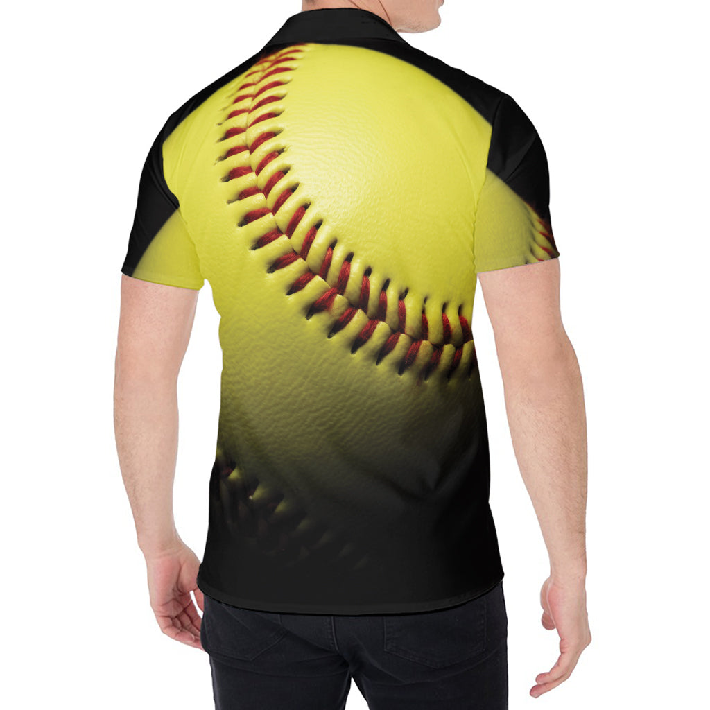 Yellow Softball Ball Print Men's Shirt