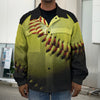 Yellow Softball Ball Print Men's Shirt Jacket