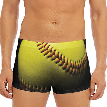 Yellow Softball Ball Print Men's Short Boxer Briefs
