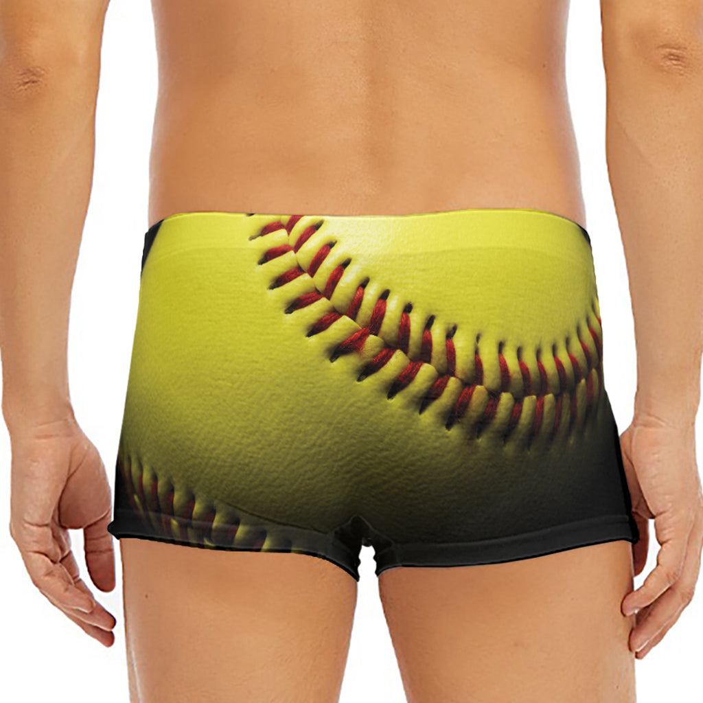 Yellow Softball Ball Print Men's Short Boxer Briefs