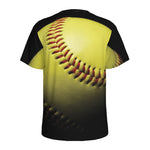 Yellow Softball Ball Print Men's Sports T-Shirt