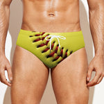 Yellow Softball Ball Print Men's Swim Briefs