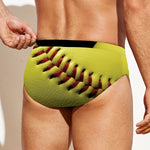 Yellow Softball Ball Print Men's Swim Briefs