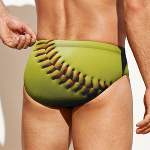 Yellow Softball Ball Print Men's Swim Briefs