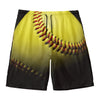 Yellow Softball Ball Print Men's Swim Trunks