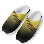 Yellow Softball Ball Print Mesh Casual Shoes