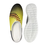 Yellow Softball Ball Print Mesh Casual Shoes