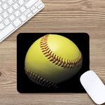 Yellow Softball Ball Print Mouse Pad