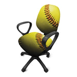 Yellow Softball Ball Print Office Chair Cover