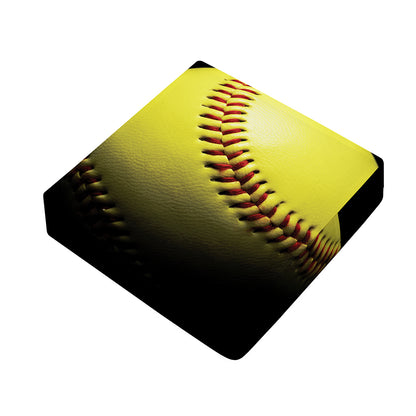 Yellow Softball Ball Print Outdoor Seat Cushion Cover