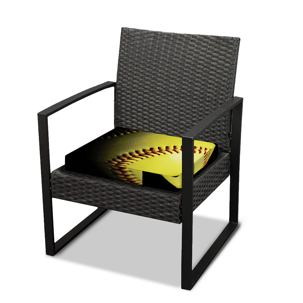 Yellow Softball Ball Print Outdoor Seat Cushion Cover
