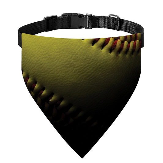 Yellow Softball Ball Print Over The Collar Dog Bandana