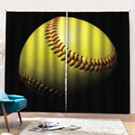 Yellow Softball Ball Print Pencil Pleat Curtains