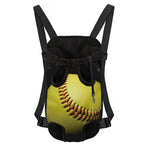 Yellow Softball Ball Print Pet Carrier Backpack