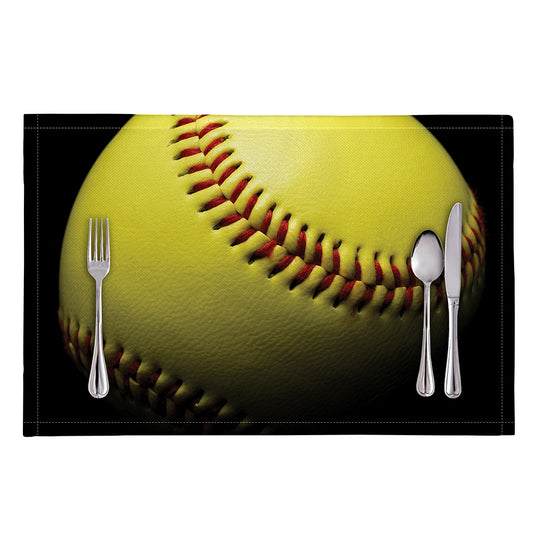 Yellow Softball Ball Print Placemat