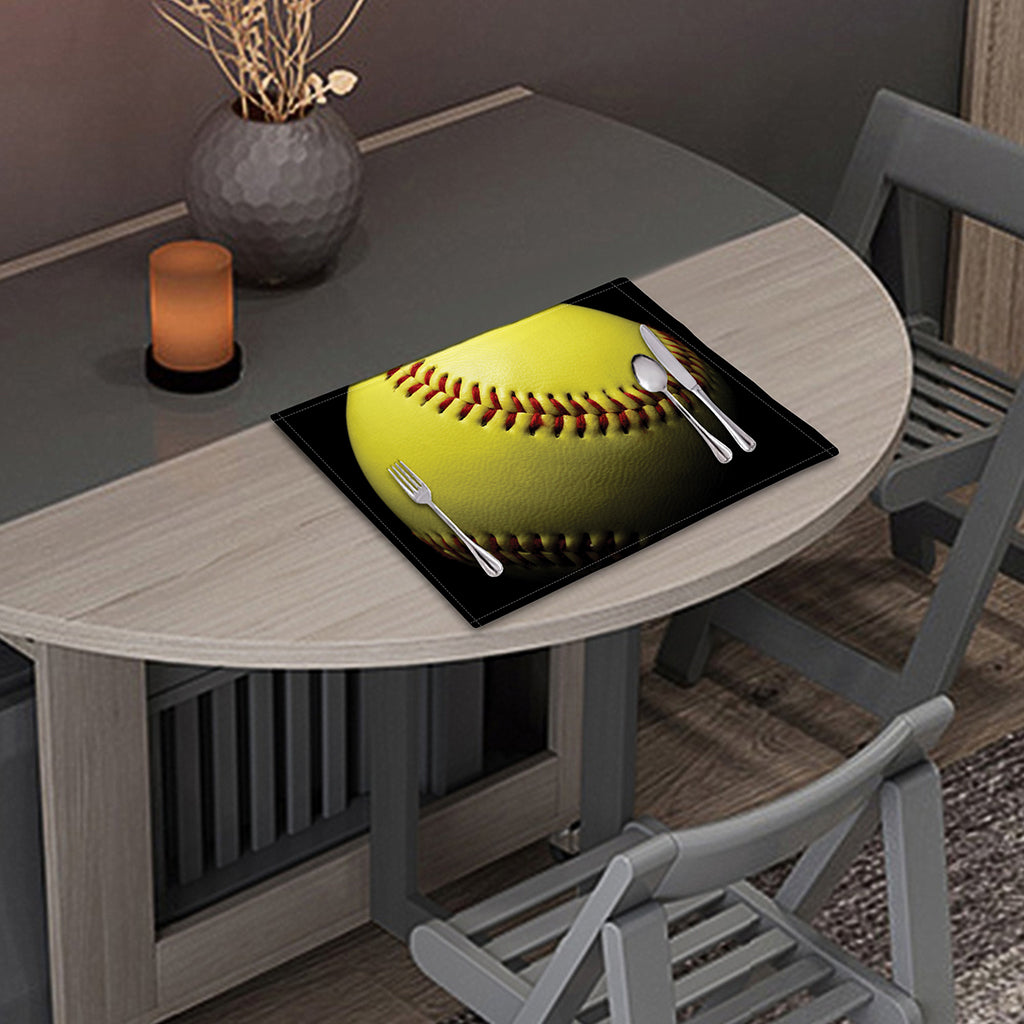 Yellow Softball Ball Print Placemat