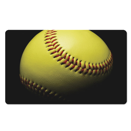 Yellow Softball Ball Print Polyester Doormat
