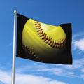 Yellow Softball Ball Print Polyester Flag