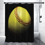 Yellow Softball Ball Print Premium Shower Curtain