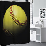 Yellow Softball Ball Print Premium Shower Curtain